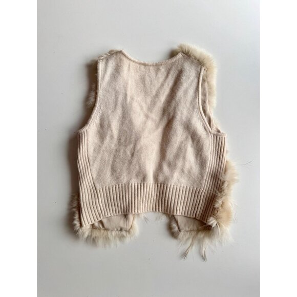 Girls' SIARE'S Beige Rabbit Fur Wool Knit Vest - Picture 7 of 11